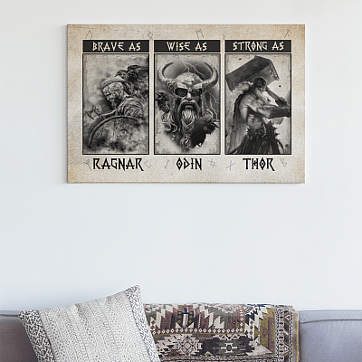 Alternative view of Viking Brave as Ragnar Wise as Odin Wrapped Framed Canvas Prints-Unframed Poster - Home Decor Wall Art
