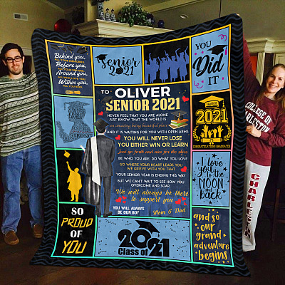 Alternative view of Personalized to My Son Senior 2021 Never Feel That You Are Alone Fleece - Mink Sherpa - Woven Blanket