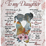 Silhouette to My Daughter I Have Always Loved You and Been Proud Fleece Blanket - Mink Blanket - Woven Blanket, White, Cozy Plush Fleece Blanket - 50x60