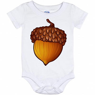 Acorn Nut Onesie, White, Baby Onesie - 12 Month