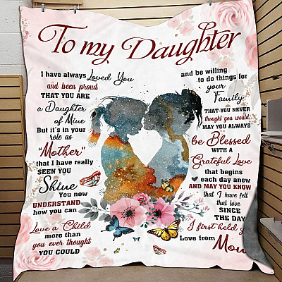 Alternative view of Silhouette To My Daughter I Have Always Loved You And Been Proud Fleece Blanket - Mink Blanket - Woven Blanket