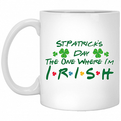 Happy St Patrick's Mug, White, 11 oz. White Mug