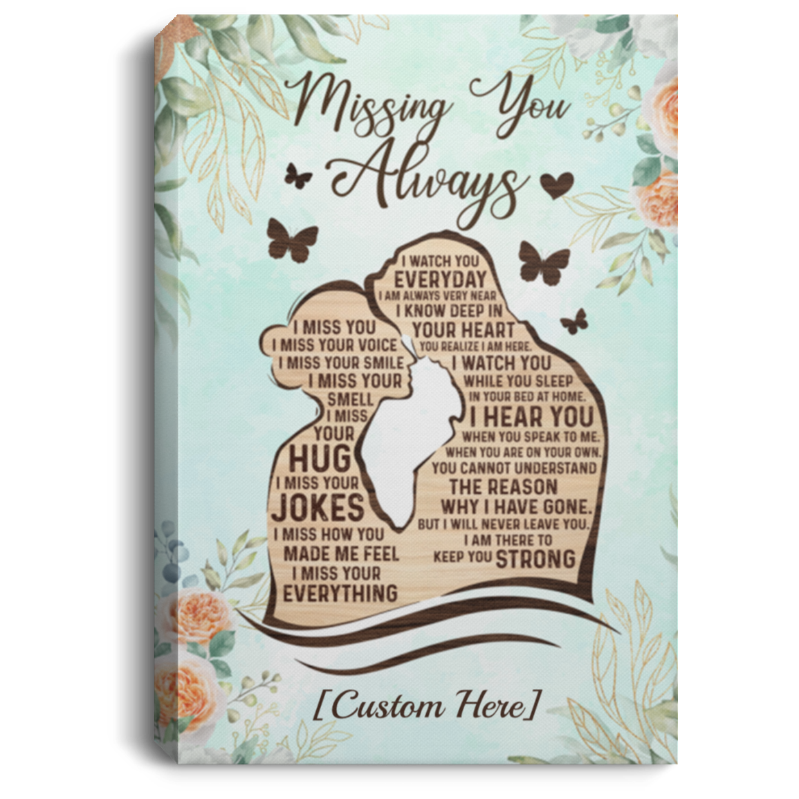 Personalized Missing You Always I Miss You I Miss Your Voice Husband Memorial Framed Canvas Prints - Unframed Poster, White, 0.75'' Framed Canvas