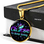 Butterfly Choose To Keep Going Circle Pendant Necklace - Circle Luxury Necklace (Gold Plated) Butterfly Choose To Keep Going Circle Pendant Necklace - Circle Luxury Necklace (Gold Plated)