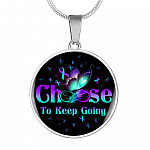 Butterfly Choose To Keep Going Circle Pendant Necklace - Circle Luxury Necklace (Silver) Butterfly Choose To Keep Going Circle Pendant Necklace - Circle Luxury Necklace (Silver)