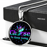 Butterfly Choose To Keep Going Circle Pendant Necklace - Circle Luxury Necklace (Silver) Butterfly Choose To Keep Going Circle Pendant Necklace - Circle Luxury Necklace (Silver)