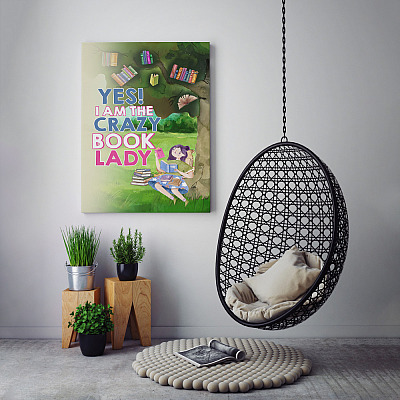 Alternative view of Yes I Am The Crazy Book Lady Framed Canvas Prints - Unframed Poster - Funny Book Lover Home Decor Wall Art