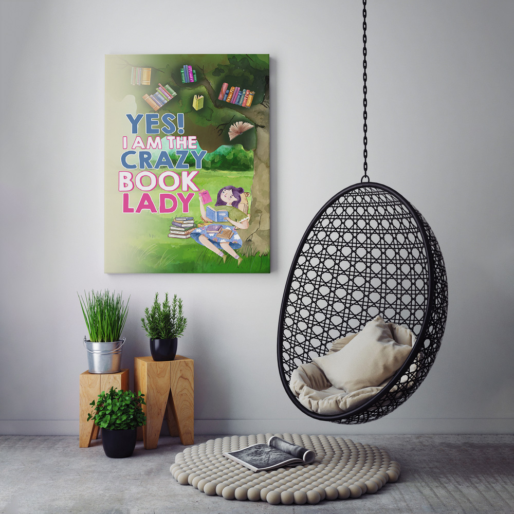 5VT. Crazy Book Lady canvas mockup