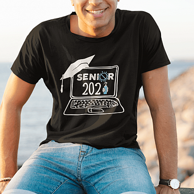 Alternative view of Virtual Senior 2021 Zoom Learning T-shirt - V-neck - Funny Class Of 2021 Quarantine Shirt