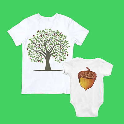 Alternative view of Acorn Nut Baby Onesie - Baby Infant Bodysuit - Matching Dad and Baby Gift Set