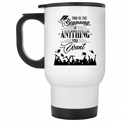14 oz. White Travel Mug