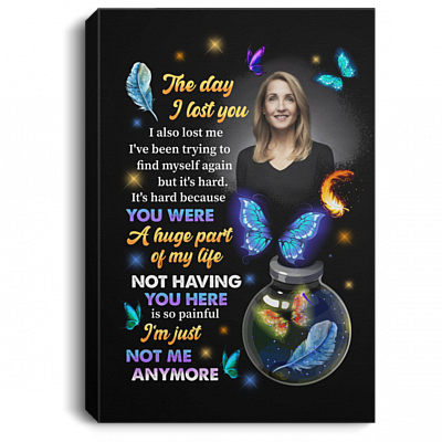 Custom Photo the Day I Lost You Memorial Gift Framed Canvas Prints - Unframed Poster - Home Wall Art, White, 0.75'' Framed Canvas