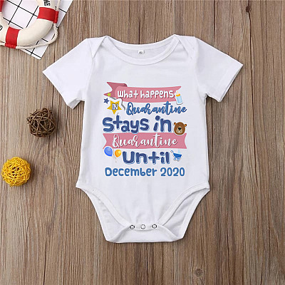 Alternative view of Personalized What Happens in Quarantine Stays in Quarantine Baby Onesie - Toddler Baby Infant Bodysuit
