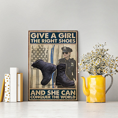 Alternative view of Give a Girl the Right Shoes and She Can Conquer the World Police Officer Wrapped Framed Canvas