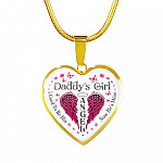 Daddy's Girl I Used To Be His Angel Now He's Is Mine Purple Butterfly Dad Memorial Heart Pendant Necklace - Heart Luxury Necklace (Gold Plated)