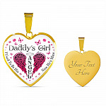 Daddy's Girl I Used To Be His Angel Now He's Is Mine Purple Butterfly Dad Memorial Heart Pendant Necklace - Heart Luxury Necklace (Gold Plated)