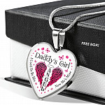 Daddy's Girl I Used To Be His Angel Now He's Is Mine Purple Butterfly Dad Memorial Heart Pendant Necklace - Heart Luxury Necklace (Silver)