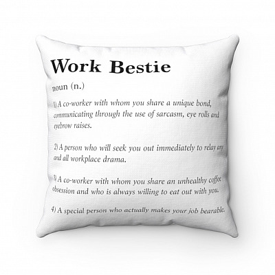 Work Bestie Coworkers Gift Ideas Throw Pillow - Decorative Pillow - Indoor Cushion - Sofa Decor