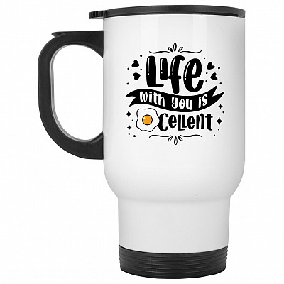 14 oz. White Travel Mug