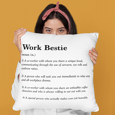 Alternative view of Work Bestie Coworkers Gift Ideas Throw Pillow - Decorative Pillow - Indoor Cushion - Sofa Decor