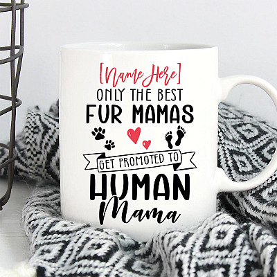 Alternative view of Personalized New Baby Shower Gift - Promoted from Fur Mom to Human Mom Ceramic Coffee Mug