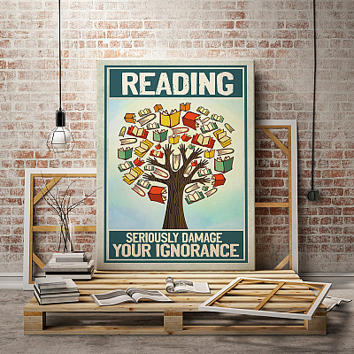 Alternative view of Reading Book Seriously Damage Your Ignorance Framed Canvas - Unframed Poster