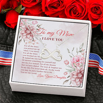 Alternative view of To My Mom I Love You To Me You Are the World Mother Daughter Gift Infinity Heart Pendant Necklace