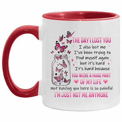 The Day I Lost You You, White/Red, 11 oz. Accent Mug