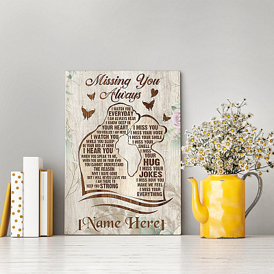 Alternative view of Personalized Couple Missing You Always I Watch You Everyday Wrapped Framed Canvas Prints - Unframed Poster