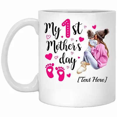 Personalized My 1st Mother's Day, White, 11 oz. White Mug