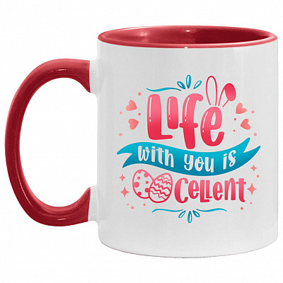 Easter Egg Accent Mug, White/Red, 11 oz. Accent Mug
