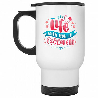 14 oz. White Travel Mug