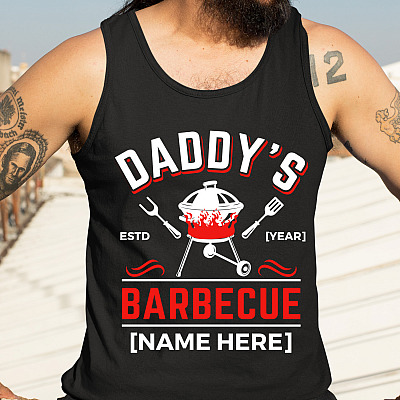 Alternative view of Customized Daddy's Barbecue Cotton Tank Top Tee