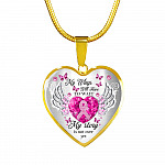 My Wings Will Have To Wait My Story Is Not Yes Butterfly Heart Pendant Necklace - Breast Cancer Survivor Necklace - Heart Luxury Necklace (Gold Plated)