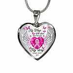 My Wings Will Have To Wait My Story Is Not Yes Butterfly Heart Pendant Necklace - Breast Cancer Survivor Necklace - Heart Luxury Necklace (Silver)
