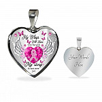 My Wings Will Have To Wait My Story Is Not Yes Butterfly Heart Pendant Necklace - Breast Cancer Survivor Necklace - Heart Luxury Necklace (Silver)