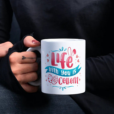 Alternative view of Life With You Is Eggcellent Easter Egg Ceramic Coffee Mug - Beer Stein - Water Bottle - Color Changing Mug