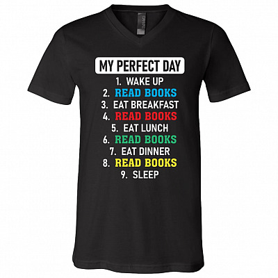 day shirt, Black, V-Neck T-Shirt