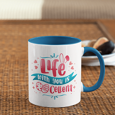 Alternative view of Life With You Is Eggcellent Easter Egg Accent Mug