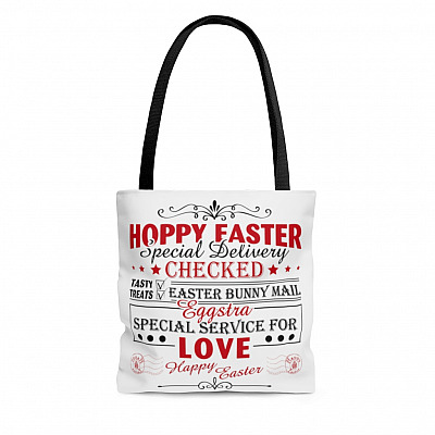 Hopper Easter Special Delivery Checked All Over Print Tote Bag - Shoulder Bag - Reusable Grocery Shopping Bag