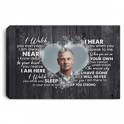 Personalized Photo I Watch You Everyday I am Always Near Wrapped Framed Canvas Print-Unframed Poster, White, 0.75'' Framed Canvas