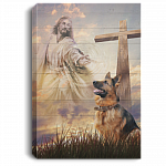 German Shepherd Jesus Take My Hand Framed Canvas Prints - German Shepherd Memorial Unframed Poster, White, 0.75'' Framed Canvas