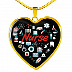 Nurse Love Heart Pendant Necklace - Heart Luxury Necklace (Gold Plated)