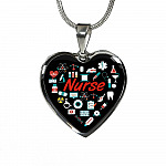 Nurse Love Heart Pendant Necklace - Heart Luxury Necklace (Silver)