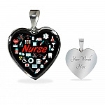 Nurse Love Heart Pendant Necklace - Heart Luxury Necklace (Silver)