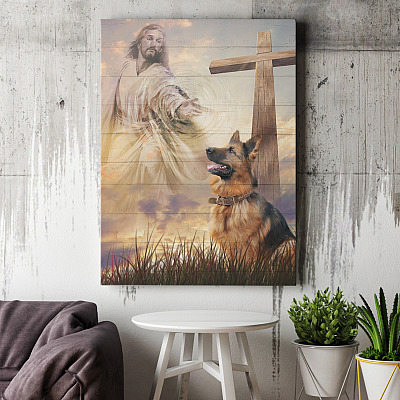 Alternative view of German Shepherd Jesus Take My Hand Framed Canvas Prints - German Shepherd Memorial Unframed Poster