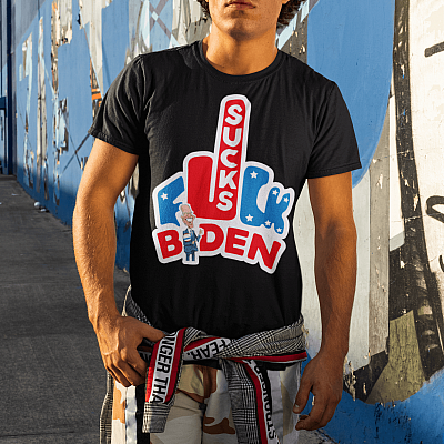 Alternative view of Sleepy Biden Is Not My President - Trump 2024 He'll Back Biden Sucks T-shirt - V-neck