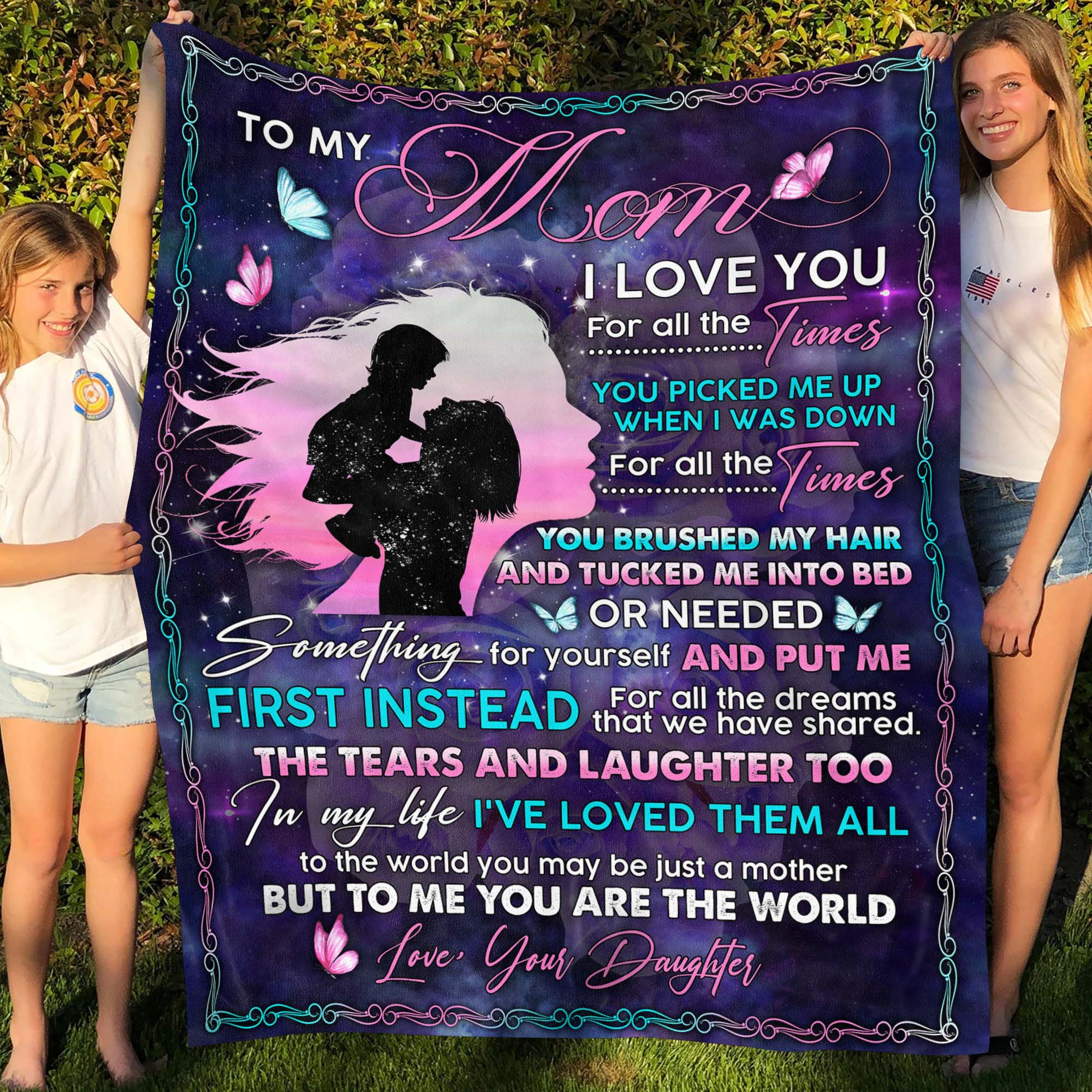 2VT. Daughter To My Mom Love You All The Times blanket mockup