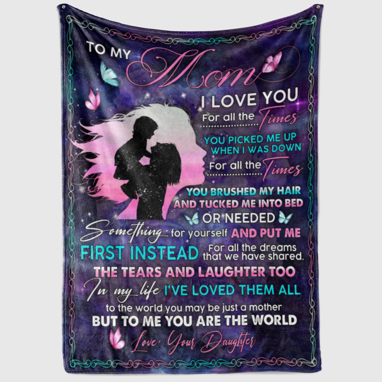 2VT. Daughter To My Mom Love You All The Times blanket mockup2
