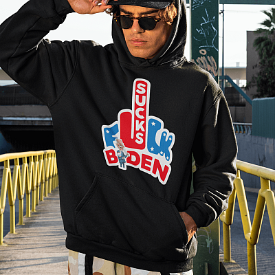 Alternative view of Sleepy Biden Is Not My President - Trump 2024 He'll Back Biden Sucks Hoodie - Sweatshirt